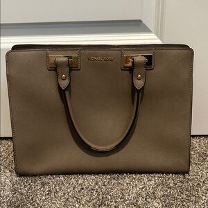 Michael Kors Tan Leather Handbag with Gold Accents